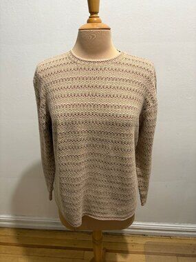 Vintage 90s Woolrich crew neck sweater in khaki & multicolor tuckstitch